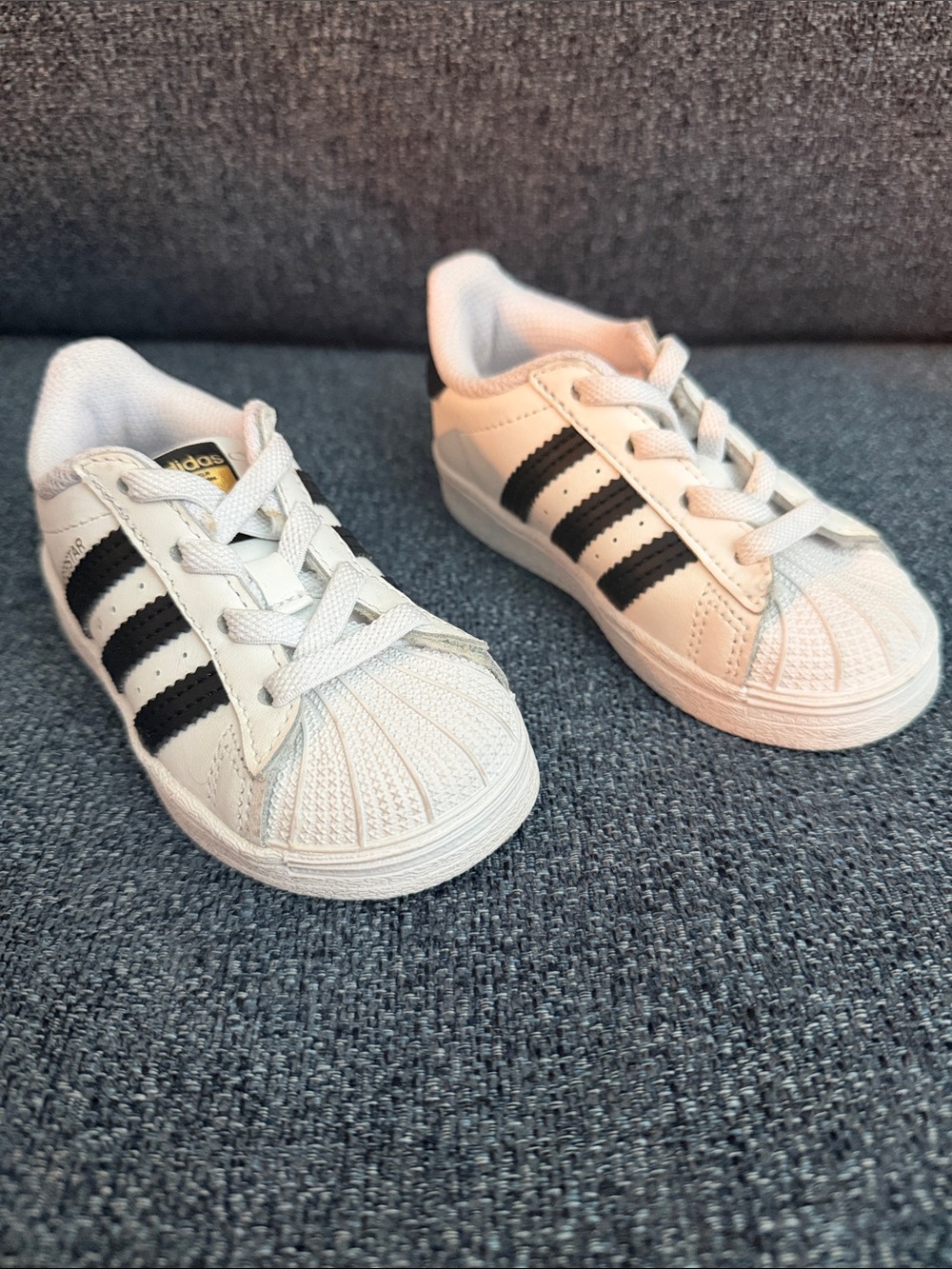 adidas Kids White Sneakers with Black Stripes